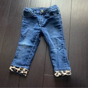 Gymboree toddler girl cheetah hem cuff jeans size 18-24M EUC
